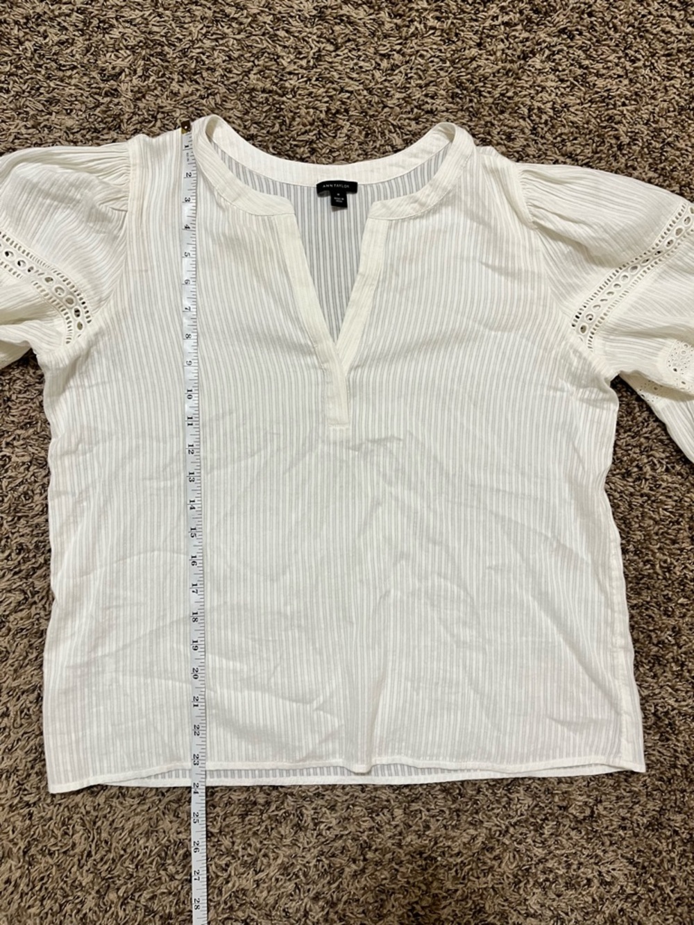 Ann Taylor Ivory Lace-Insert Button Down Blouse - Picture 8 of 8